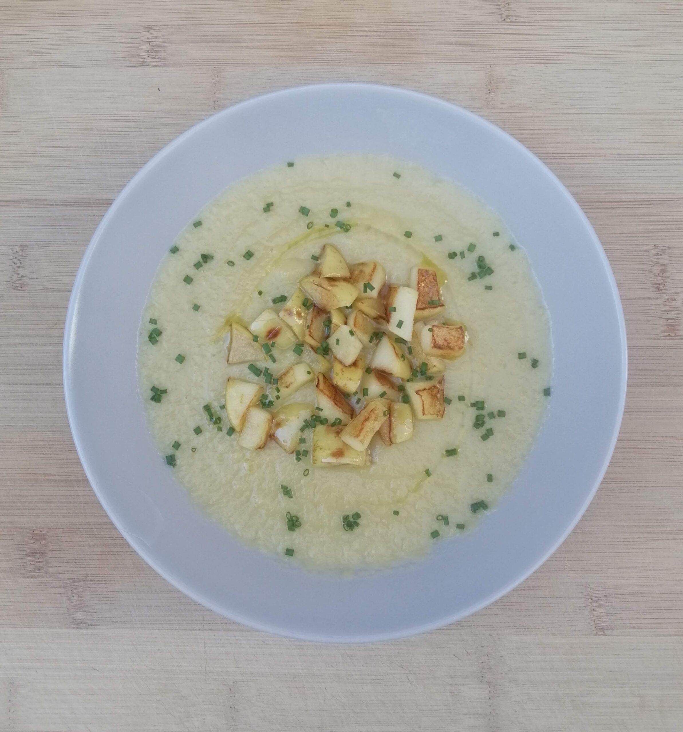 crema de puerros y manzana